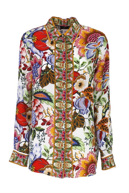 Shop ETRO  Giacca: Etro camicia dalla linea dritta in crêpe de Chine di seta con stampa d'ispirazione bouquet multicolor all over.
Composizione: 100% seta.
Vestibilità regular.
Colletto classico.
Maniche lunghe.
Polsi con bottone.
Chiusura con bottoni.
Fabbricato in Italia.. WRIA0013 AK028-X0800